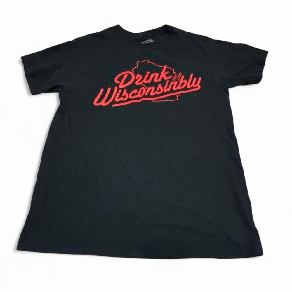 Black Graphic T-Shirt with Red Print